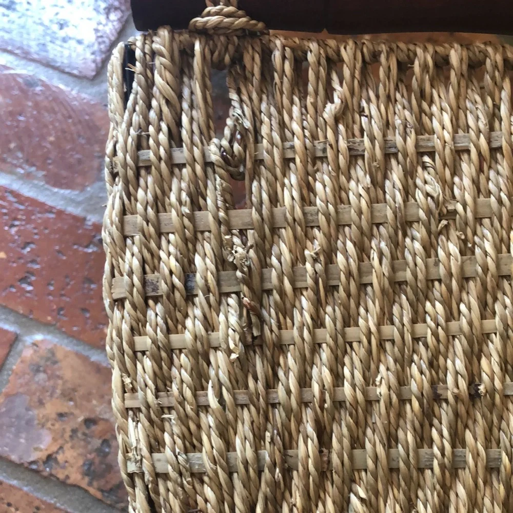 2 Wicker storage baskets with wooden handles